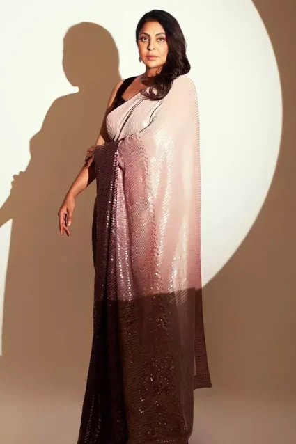 Shefali Shah Handloom Sequence Saree Online 2024