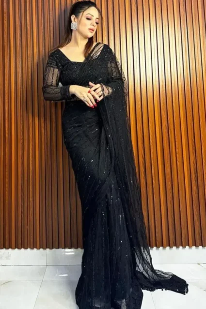 Black Ready To Wear Saree With Price