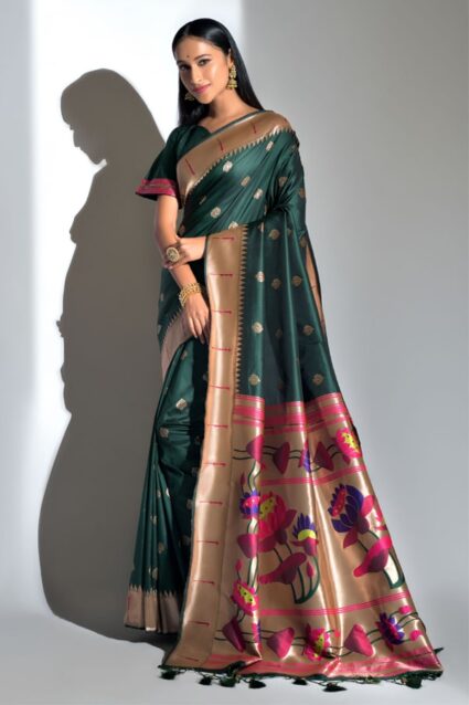 Green Paithani Silk Saree for Mehendi Function