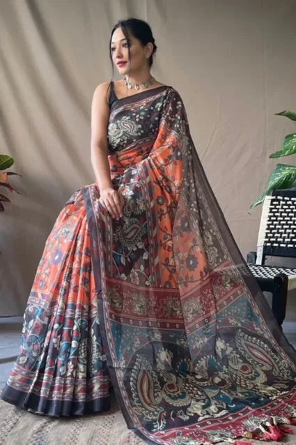 Kalamkari Print Cotton Saree With Price