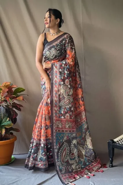 Kalamkari Print Cotton Saree With Price