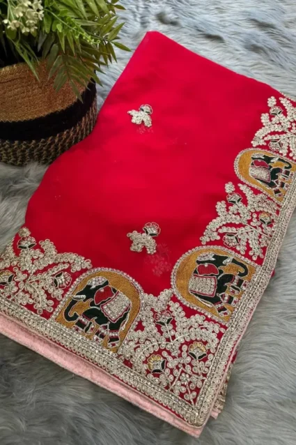 Latest Karwa Chauth Look In Red Saree