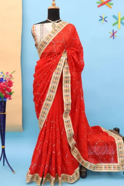 Latest Red Saree For Karwa Chauth 2024