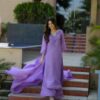 Image of Lavender Lustre Cosmos Suit Set Elegant Lavender Ensemble with Cosmos Fabric displayed with matching accessories and styling for ethnic wear collection.