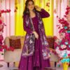 Image of Imperial Purple muslin suit set Purple Suit Set displayed with matching accessories and styling for ethnic wear collection.