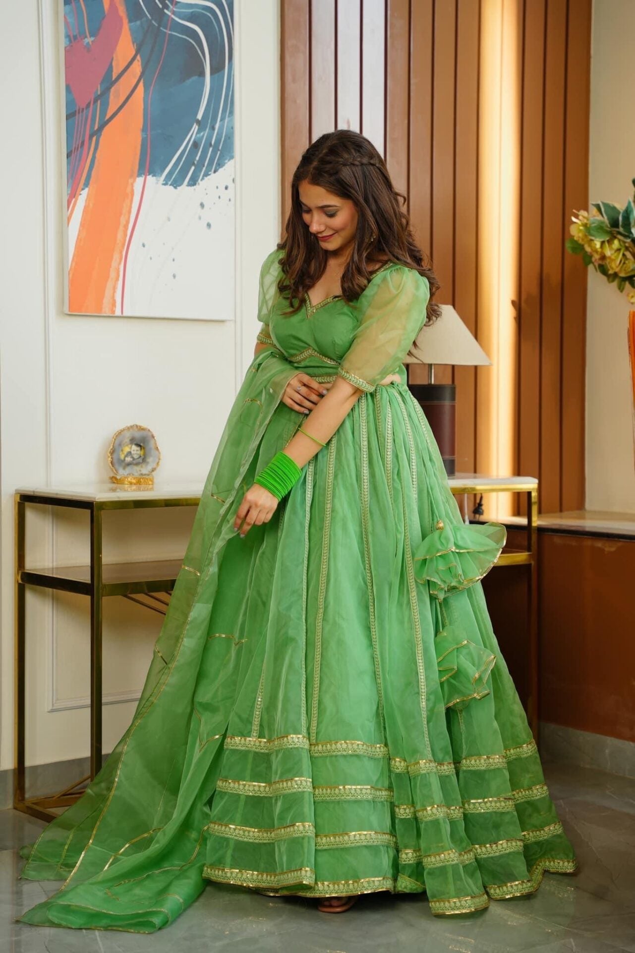 green nooraniyat organza lehenga choli set Green Kurta Set green nooraniyat organza lehenga choli set Green Kurta Set
