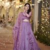 Image of Inara purple organza lehenga set Purple Kurta Set displayed with matching accessories and styling for ethnic wear collection.