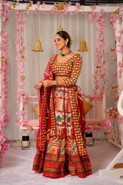 Lakshmi Silk Lehenga Set Regal Olive and Dusty Pink Pure Silk Ensemble