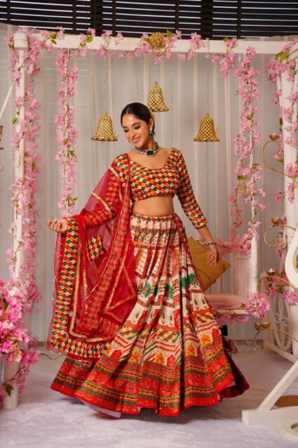Lakshmi Silk Lehenga Set Regal Olive and Dusty Pink Pure Silk Ensemble