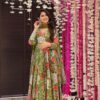 Image of Garden green cotton Angrakha set Green Cotton Kurta Set displayed with matching accessories and styling for ethnic wear collection.
