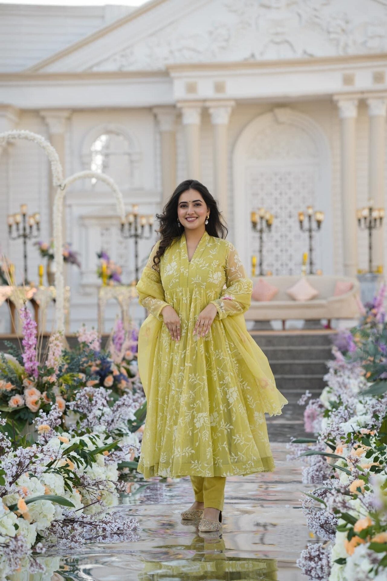 Faded yellow organza suit set Yellow Suit Set Faded yellow organza suit set Yellow Suit Set