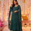 Image of Katherine Georgette Suit Set Maroon Embroidered Georgette Ensemble with Dupatta displayed with matching accessories and styling for ethnic wear collection.
