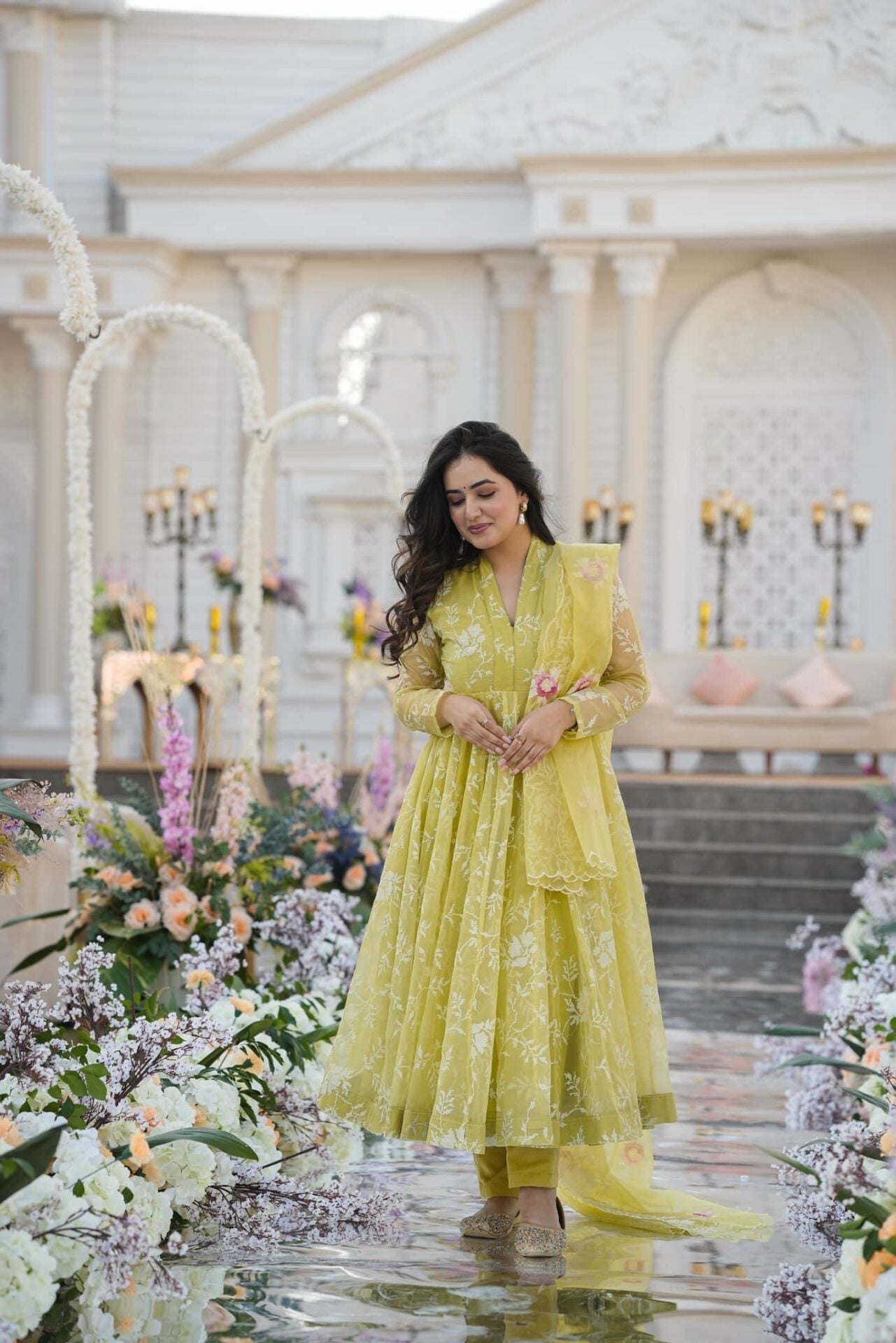 Faded yellow organza suit set Yellow Suit Set Faded yellow organza suit set Yellow Suit Set
