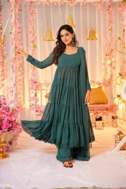 Katherine Georgette Suit Set Maroon Embroidered Georgette Ensemble with Dupatta