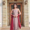 Image of CRIMSON MUSLIN STRAIGHT SUIT SET  Suit Set displayed with matching accessories and styling for ethnic wear collection.