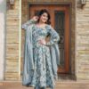 Image of GRIZZLE BLUE MUSLIN SUIT SET Blue Suit Set displayed with matching accessories and styling for ethnic wear collection.