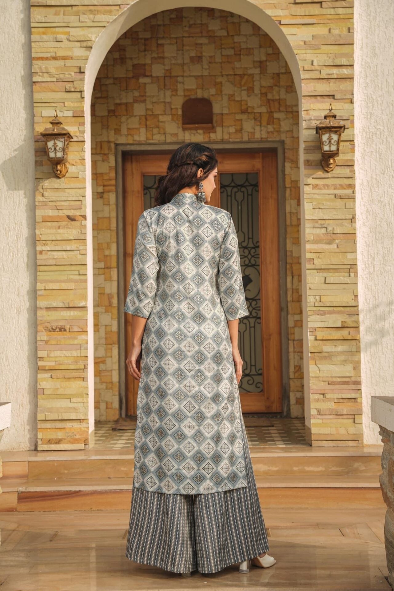 HARBOR GREY KURTA-PALAZZO SET Kurta Set HARBOR GREY KURTA-PALAZZO SET Kurta Set
