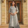 Image of HARBOR GREY KURTA-PALAZZO SET  Kurta Set displayed with matching accessories and styling for ethnic wear collection.