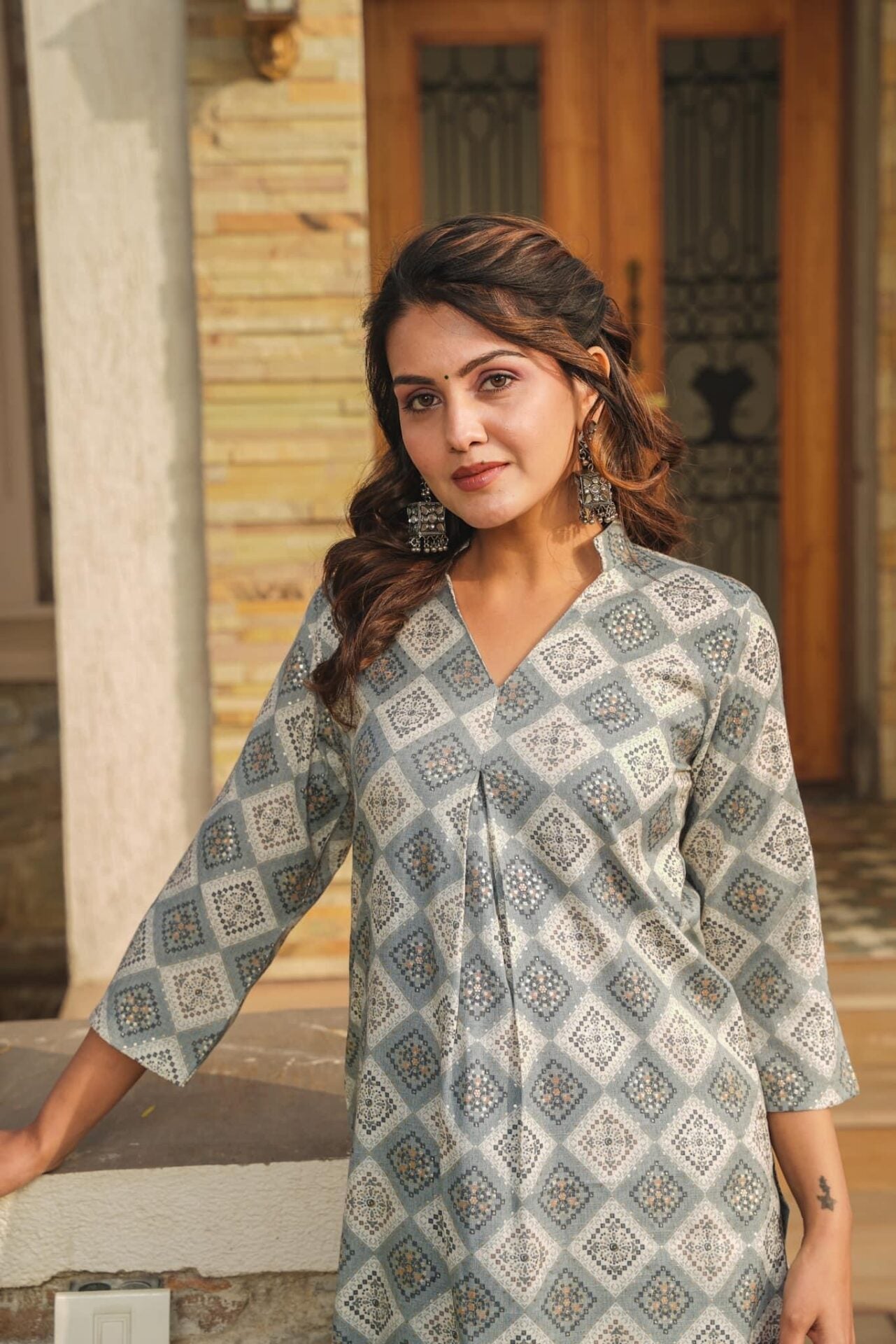 HARBOR GREY KURTA-PALAZZO SET Kurta Set HARBOR GREY KURTA-PALAZZO SET Kurta Set