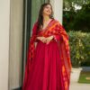 Image of Kamnaa Bright Muslin Suit Set Vibrant Muslin Ensemble with Contemporary Design displayed with matching accessories and styling for ethnic wear collection.