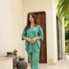 Image of Crystal green cotton cord set Green Cotton Kurta Set displayed with matching accessories and styling for ethnic wear collection.