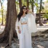 Image of Joie-Martine White Co-Ord Set Chic White Co-Ord with Pintuck Shirt and Trousers displayed with matching accessories and styling for ethnic wear collection.