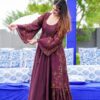 Image of Kashvi Muslin Shrug Set Orange Muslin Shrug-Style Kurta with Coordinated Bottoms displayed with matching accessories and styling for ethnic wear collection.