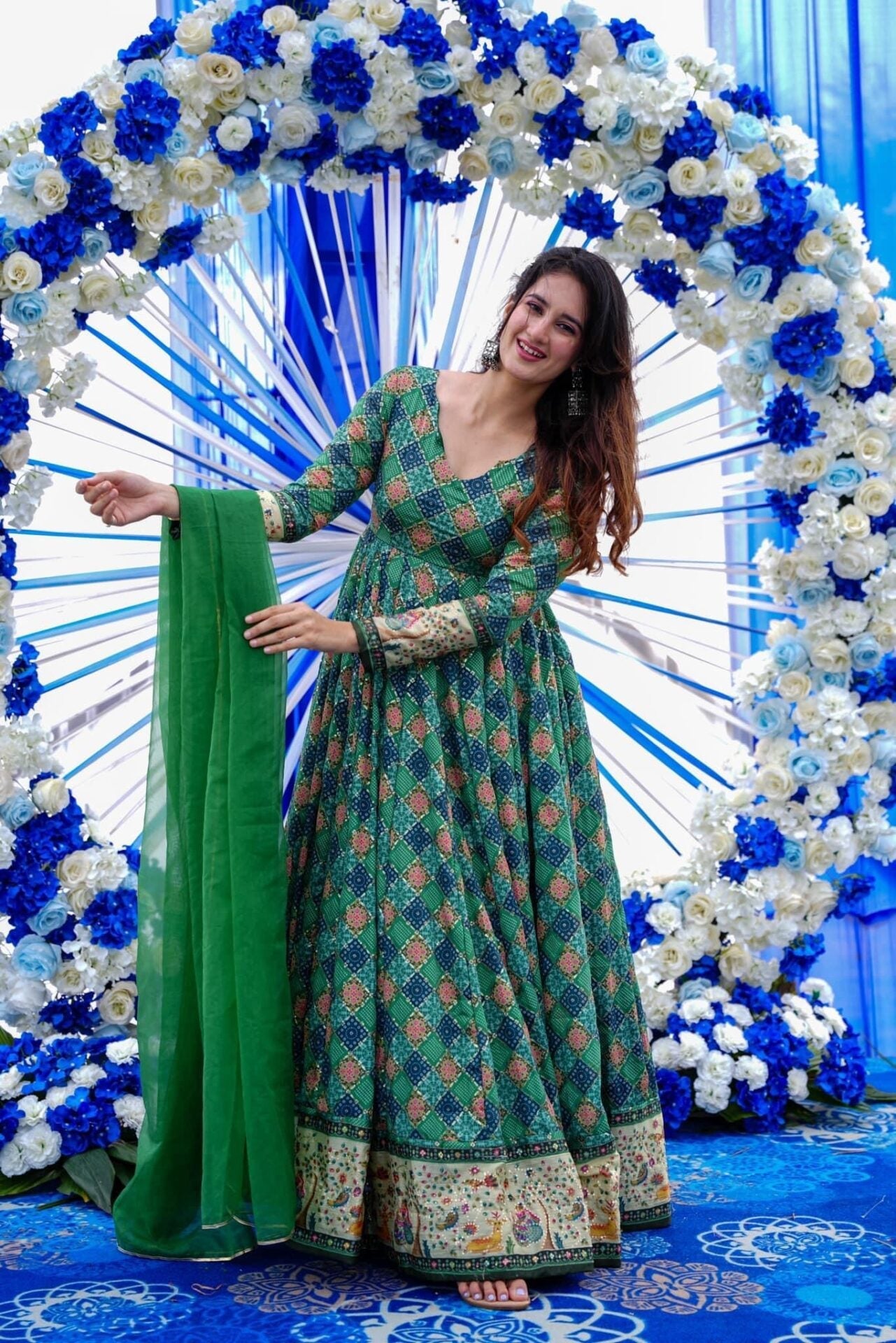 Clora green embroidered heavy maxi set Green Kurta Set Clora green embroidered heavy maxi set Green Kurta Set