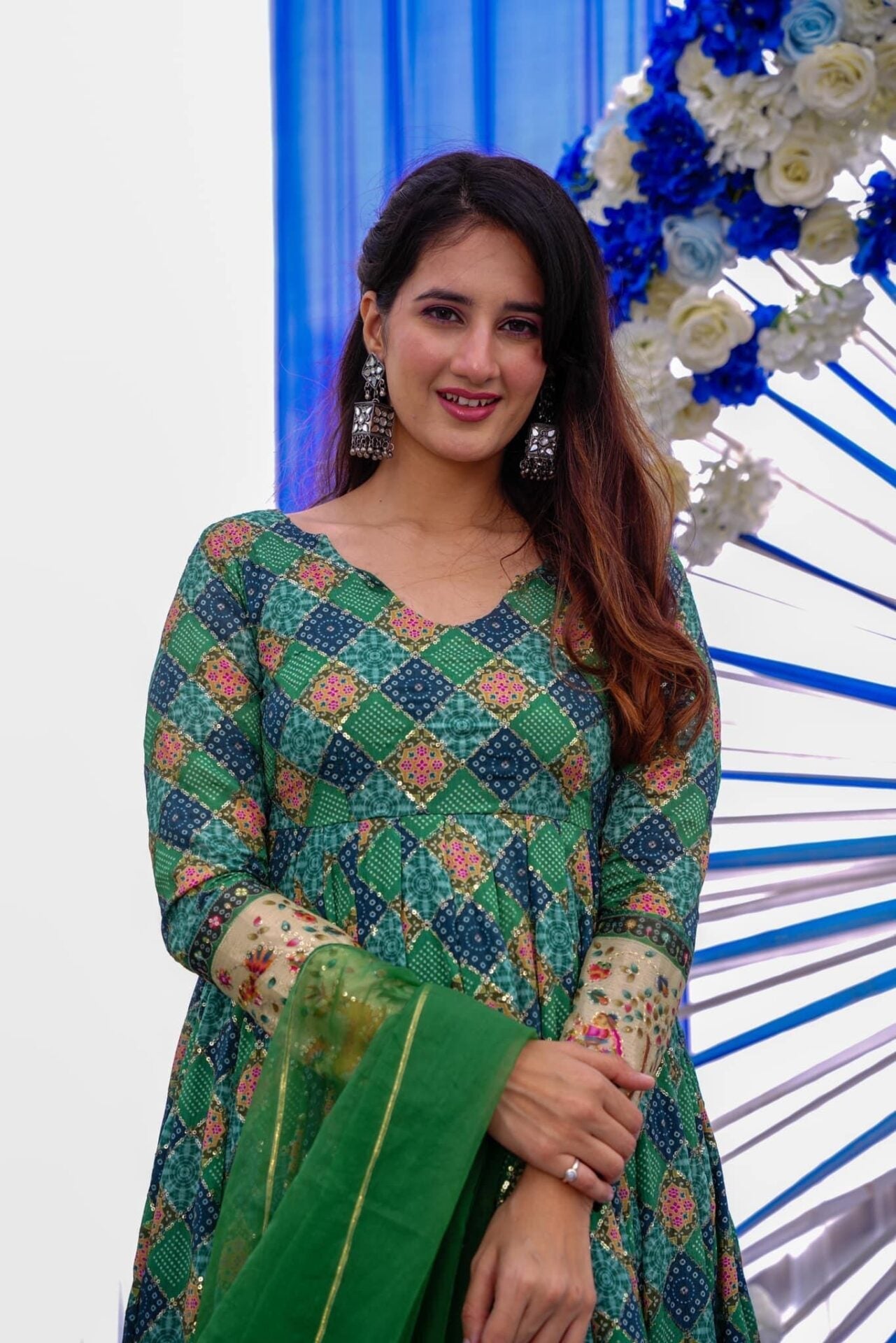 Clora green embroidered heavy maxi set Green Kurta Set Clora green embroidered heavy maxi set Green Kurta Set