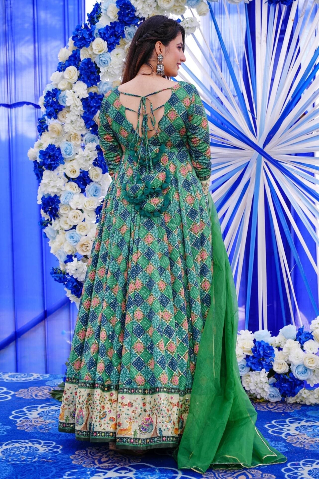 Clora green embroidered heavy maxi set Green Kurta Set Clora green embroidered heavy maxi set Green Kurta Set
