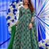 Image of Clora green embroidered heavy maxi set Green Kurta Set displayed with matching accessories and styling for ethnic wear collection.