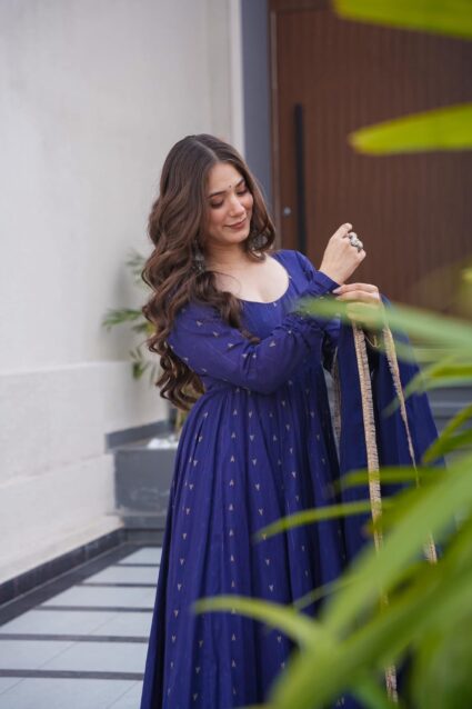 Khushi Blue Cotton Suit Set Elegant Blue Dyed Cotton Blend Kurta with Matching Pants