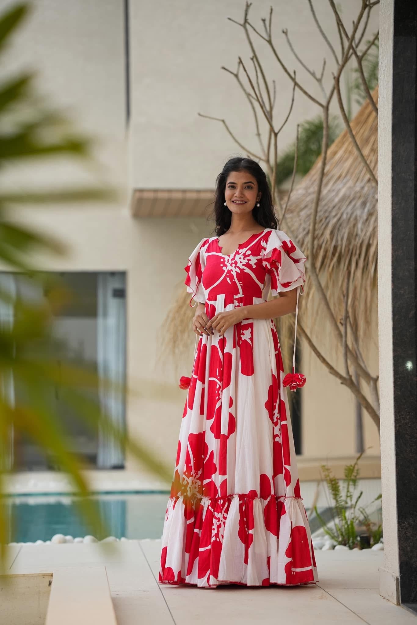Endless red rose cotton maxi Red Cotton Kurta Set Endless red rose cotton maxi Red Cotton Kurta Set