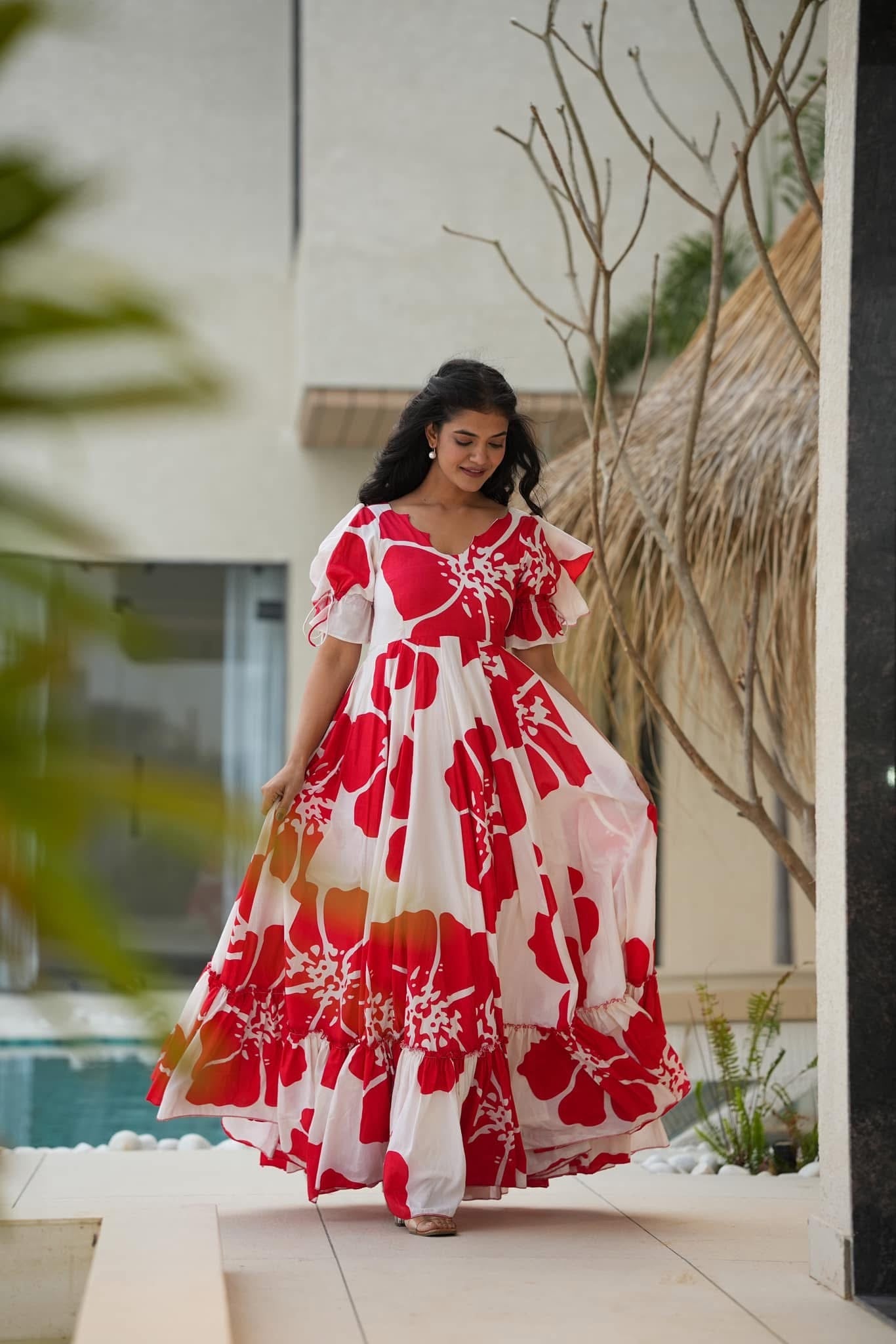 Endless red rose cotton maxi Red Cotton Kurta Set Endless red rose cotton maxi Red Cotton Kurta Set
