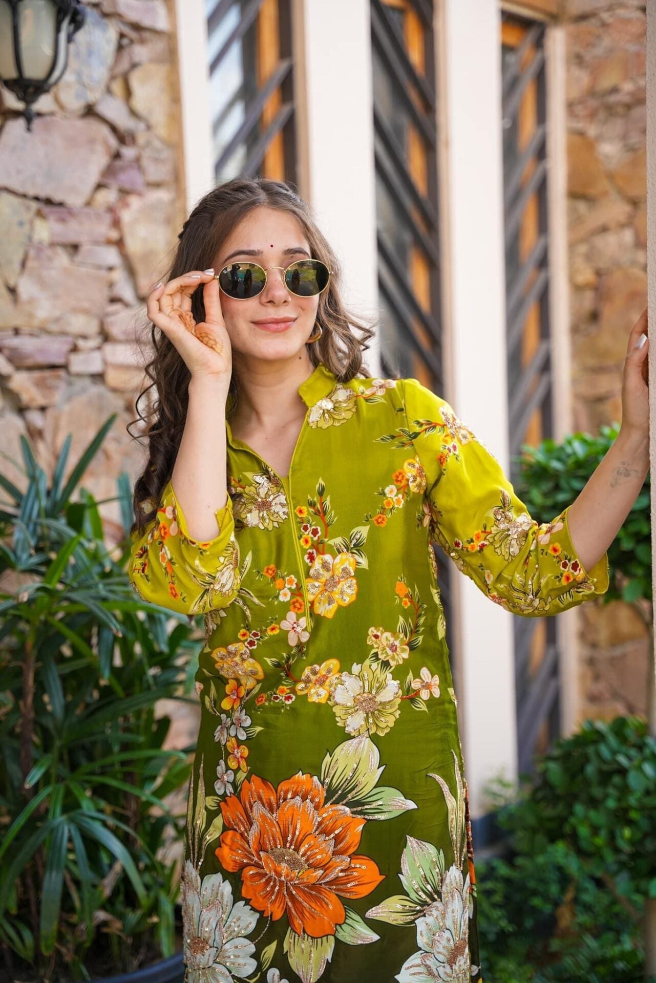HAZEL GREEN EMBROIDERED SET Green Kurta Set HAZEL GREEN EMBROIDERED SET Green Kurta Set