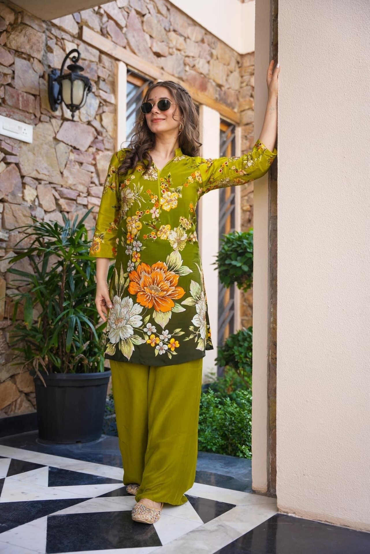 HAZEL GREEN EMBROIDERED SET Green Kurta Set HAZEL GREEN EMBROIDERED SET Green Kurta Set