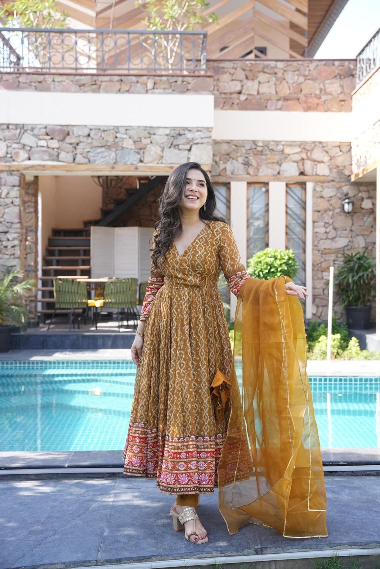 Gauri mustard embroidered suit set Mustard Suit Set Gauri mustard embroidered suit set Mustard Suit Set