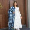 Image of Ethan white chanderi suit set White Chanderi Suit Set displayed with matching accessories and styling for ethnic wear collection.