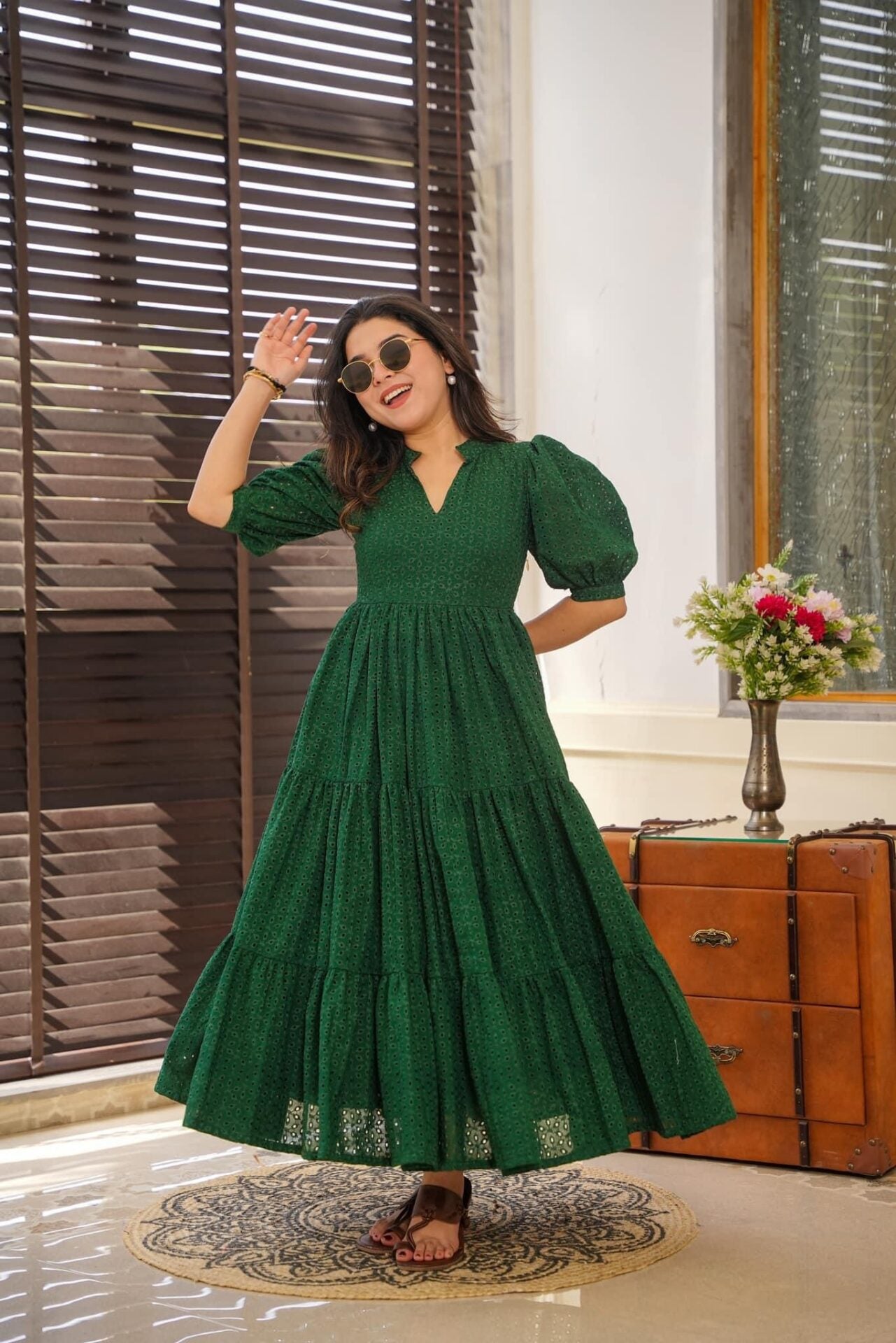 Garnet green cotton dress Green Cotton Dress Garnet green cotton dress Green Cotton Dress