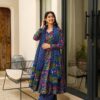 Image of Damini blue cotton suit set Blue Cotton Suit Set displayed with matching accessories and styling for ethnic wear collection.