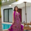 Image of Isabella Purple Embroidered Suit Rich Purple Kurta with Heavy Embroidery and Net Dupatta displayed with matching accessories and styling for ethnic wear collection.