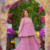 Image of Lavender Light Georgette Sharara Set Embroidered A-Line Kurta with Sharara & Dupatta displayed with matching accessories and styling for ethnic wear collection.