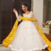 Image of Kasturi White Organza Suit Set Pristine White Organza Kurta with Dupatta displayed with matching accessories and styling for ethnic wear collection.