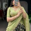 Black Kalamkari Silk Festive Lehenga | Ethnic Race - View 6