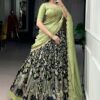 Black Kalamkari Silk Festive Lehenga | Ethnic Race - View 4