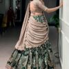 Green Kalamkari Printed Silk Half Saree Lehenga | Ethnic Race - View 5