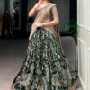 Green Kalamkari Printed Silk Half Saree Lehenga | Ethnic Race - View 4