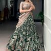 Green Kalamkari Printed Silk Half Saree Lehenga | Ethnic Race - View 3