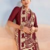 Maroon Satin Saree With Blouse - Perfect Festive Wear - Close-up