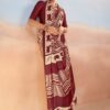 Maroon Satin Saree With Blouse - Perfect Festive Wear - Back View